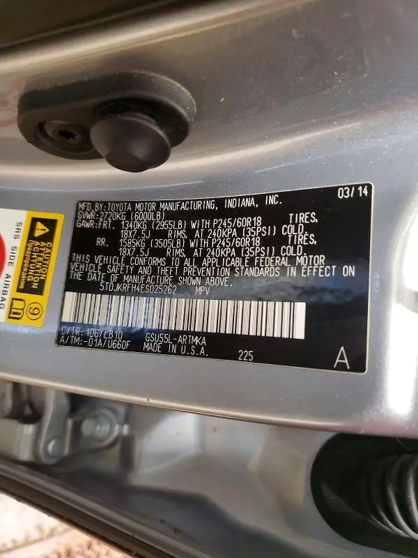 2014 TOYOTA HIGHLANDER XLE  