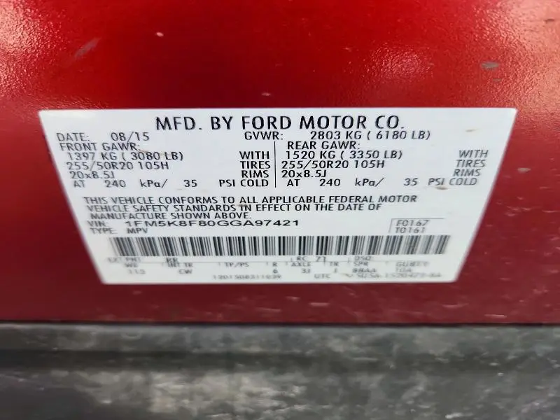 2016 FORD EXPLORER LIMITED  