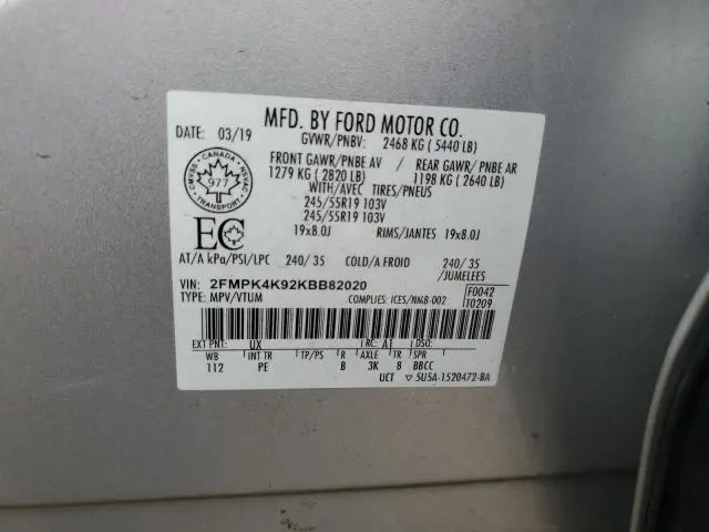 2019 FORD EDGE TITANIUM  