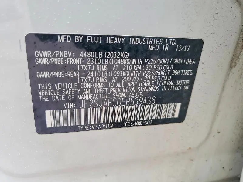 2014 SUBARU FORESTER 2.5I PREMIUM  