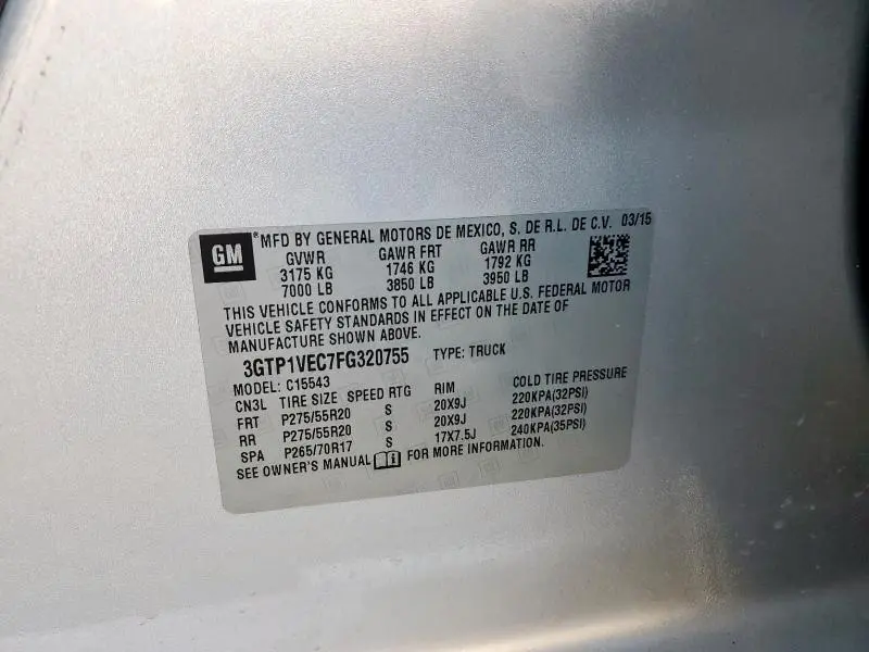 2015 GMC SIERRA C1500 SLT  