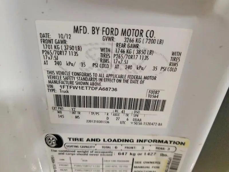 2013 FORD F150 SUPERCREW  