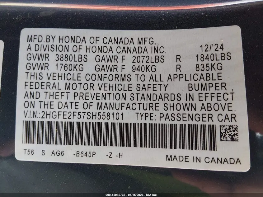 2025 HONDA CIVIC SPORT