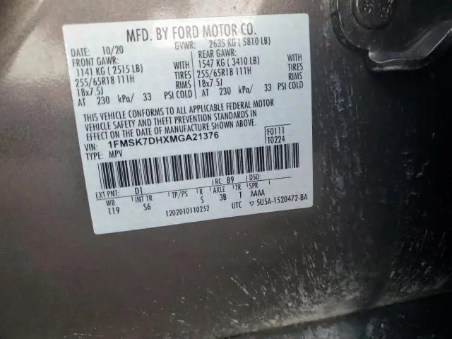 2021 FORD EXPLORER XLT  