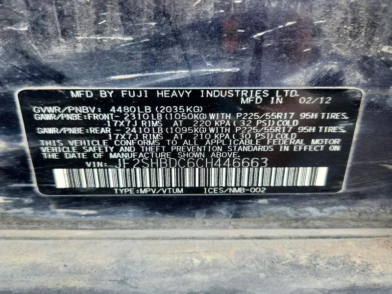 2012 SUBARU FORESTER 2.5X PREMIUM  