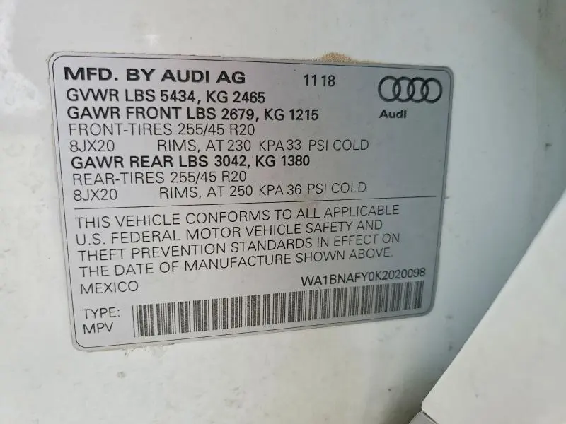 2019 AUDI Q5 PREMIUM PLUS  