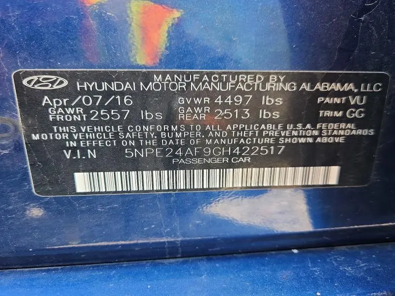 2016 HYUNDAI SONATA SE  