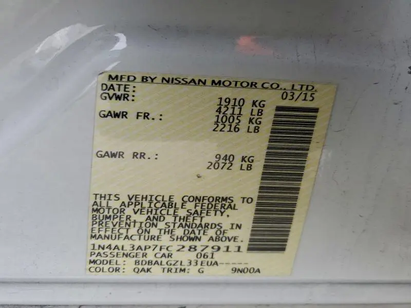 2015 NISSAN ALTIMA 2.5  