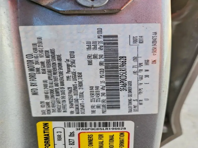 2020 FORD FUSION SEL  