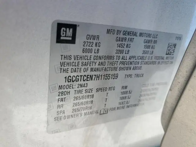 2017 CHEVROLET COLORADO LT  