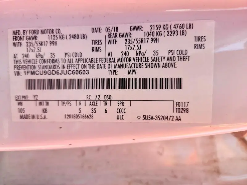 2018 FORD ESCAPE SE  