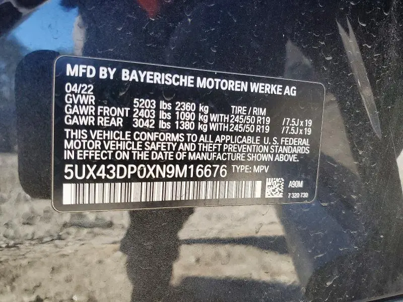 2022 BMW X3 SDRIVE30I  