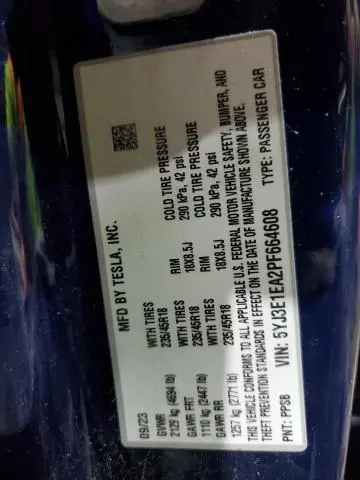 2023 TESLA MODEL 3   