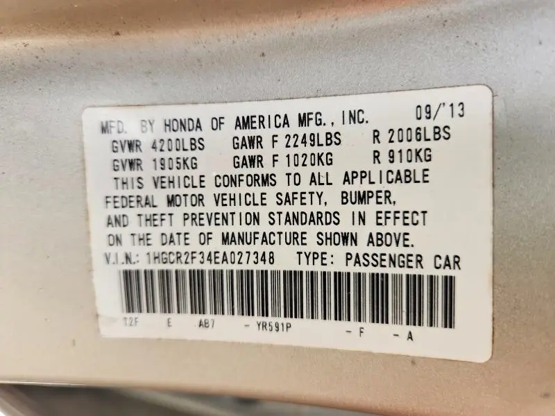 2014 HONDA ACCORD LX  