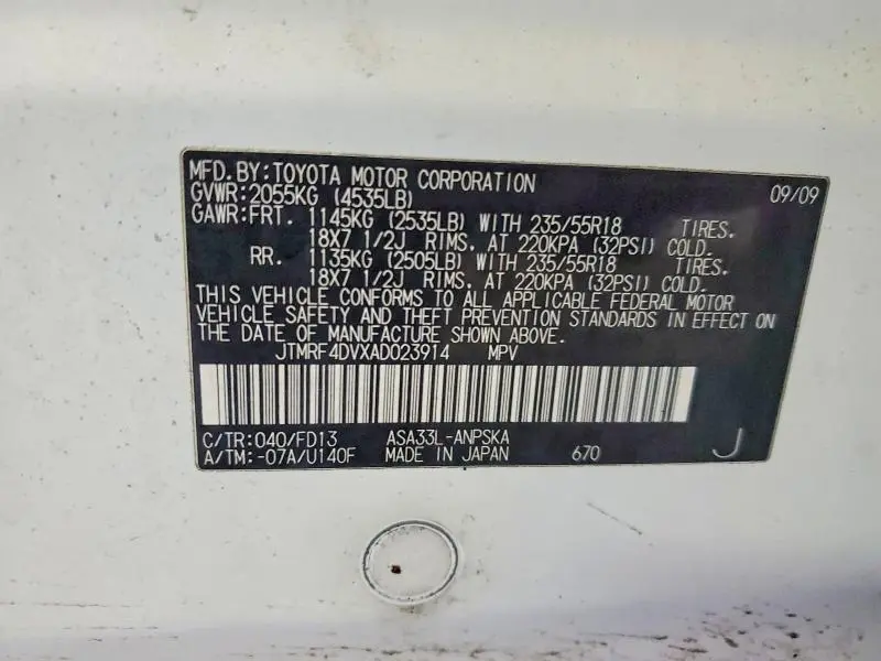 2010 TOYOTA RAV4 SPORT  