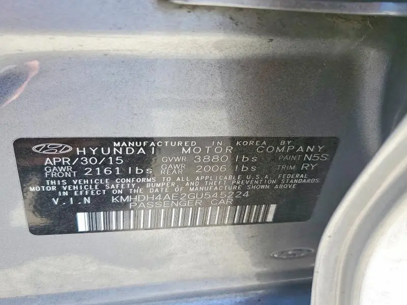 2016 HYUNDAI ELANTRA VALUE EDITION  