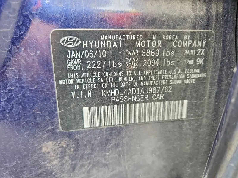 2010 HYUNDAI ELANTRA GLS  