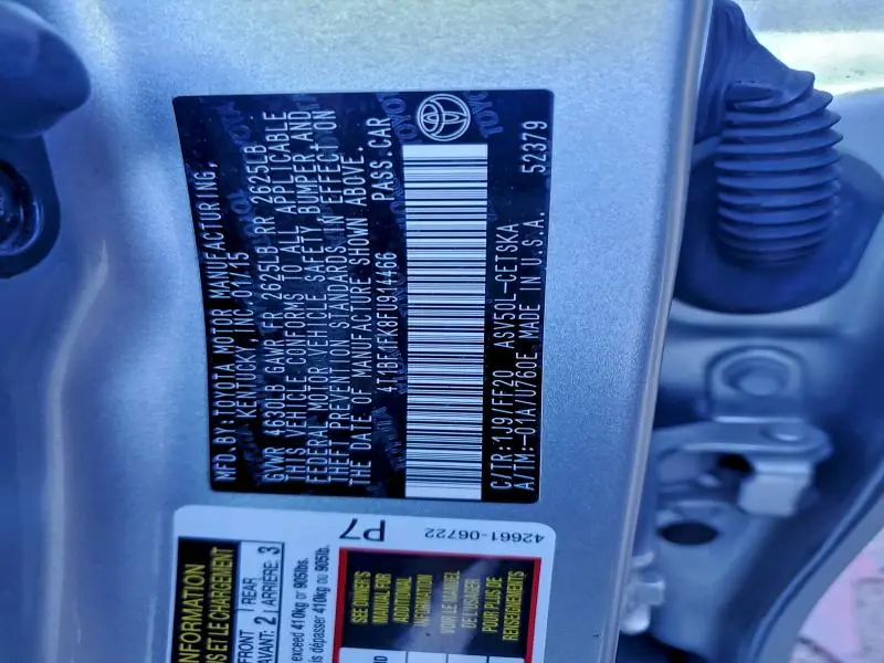 2015 TOYOTA CAMRY LE  