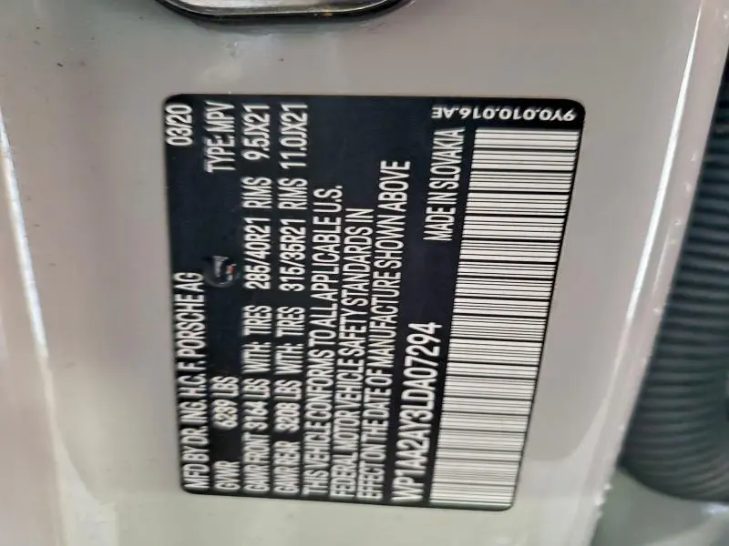 2020 PORSCHE CAYENNE   