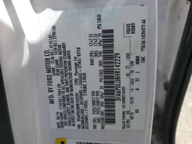 2017 FORD FUSION SE HYBRID  