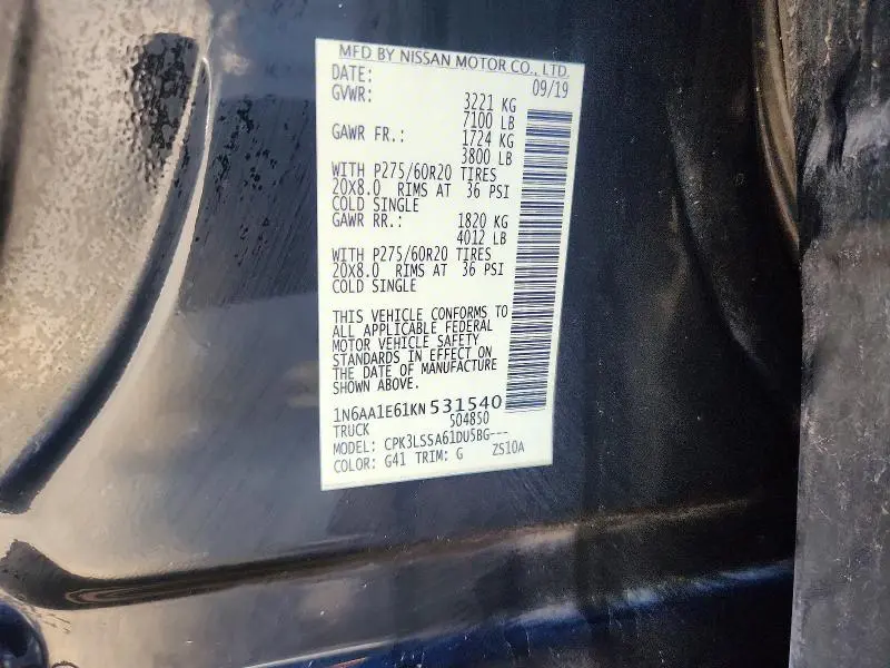 2019 NISSAN TITAN SV  