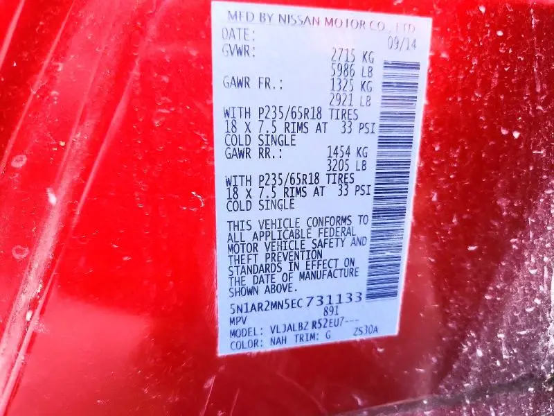 2014 NISSAN PATHFINDER S  