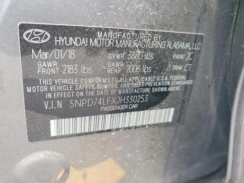 2018 HYUNDAI ELANTRA SE  