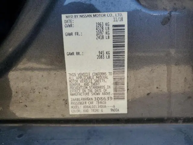 2019 NISSAN ALTIMA S  