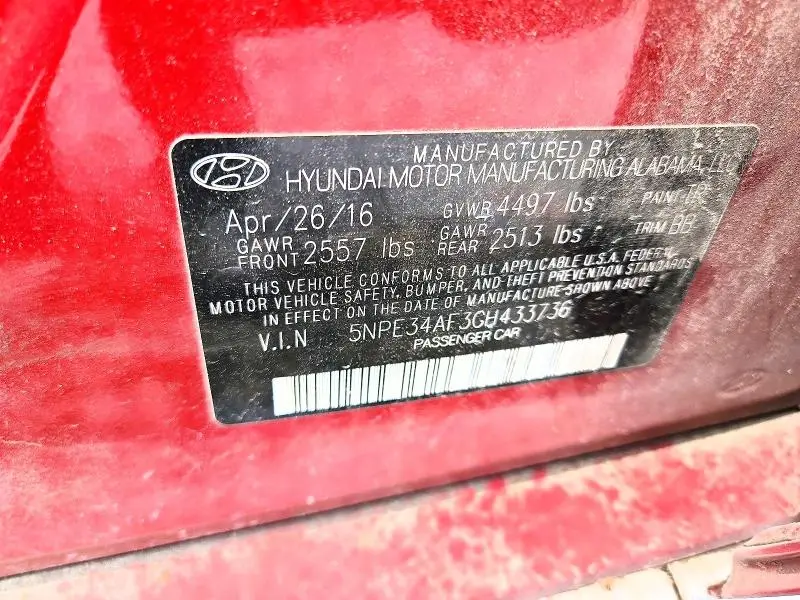 2016 HYUNDAI SONATA LIMITED  