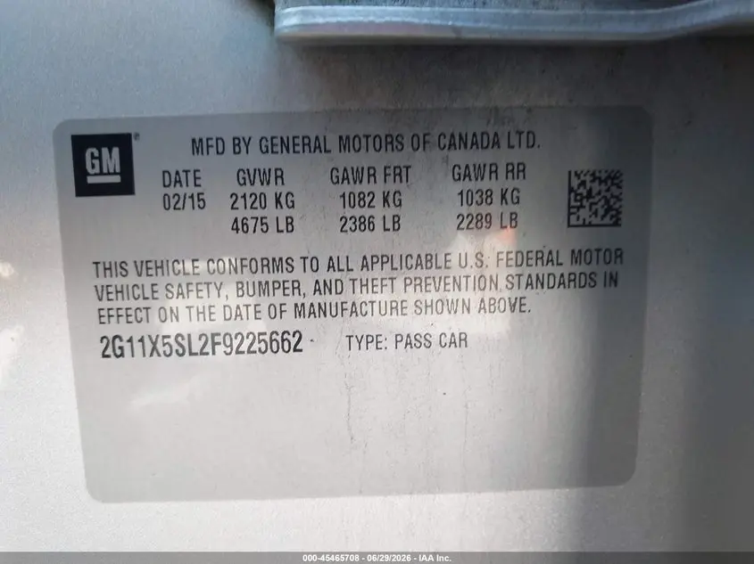 2015 CHEVROLET IMPALA 1FL