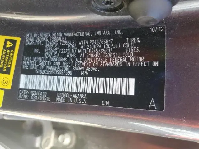 2013 TOYOTA HIGHLANDER BASE  