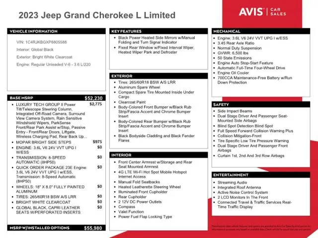 2023 JEEP GRAND CHEROKEE L LIMITED  