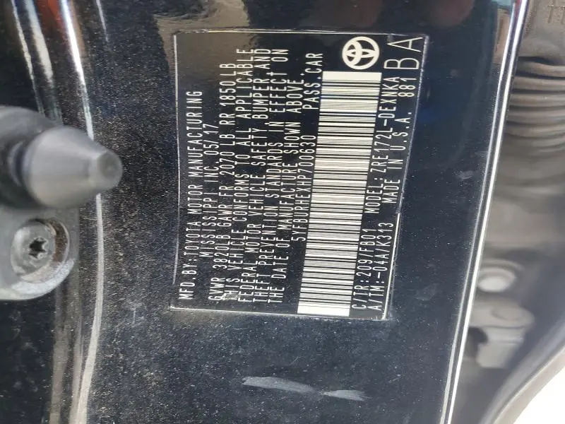 2017 TOYOTA COROLLA LE  