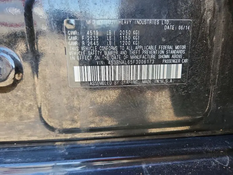 2015 SUBARU LEGACY 2.5I LIMITED  