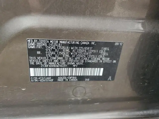 2012 TOYOTA RAV4 LIMITED