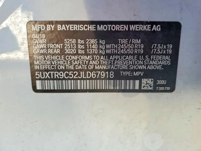 2018 BMW X3 XDRIVE30I  