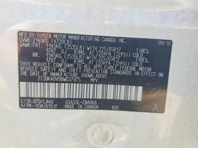 2011 TOYOTA RAV4 LIMITED  