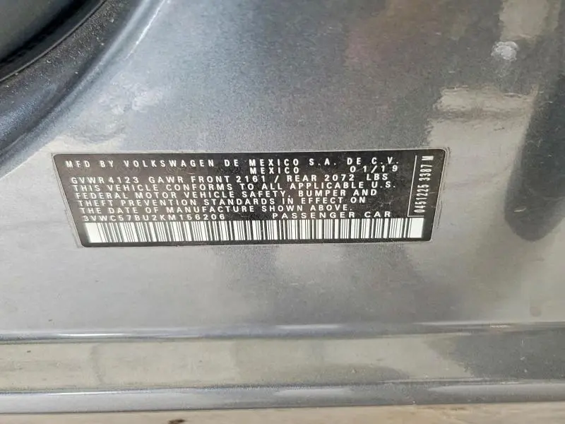 2019 VOLKSWAGEN JETTA S  