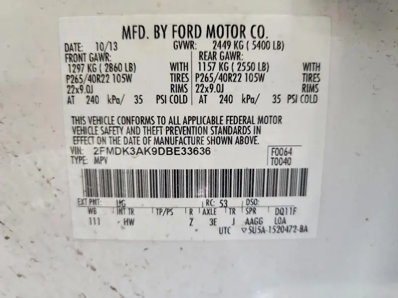 2013 FORD EDGE SPORT  