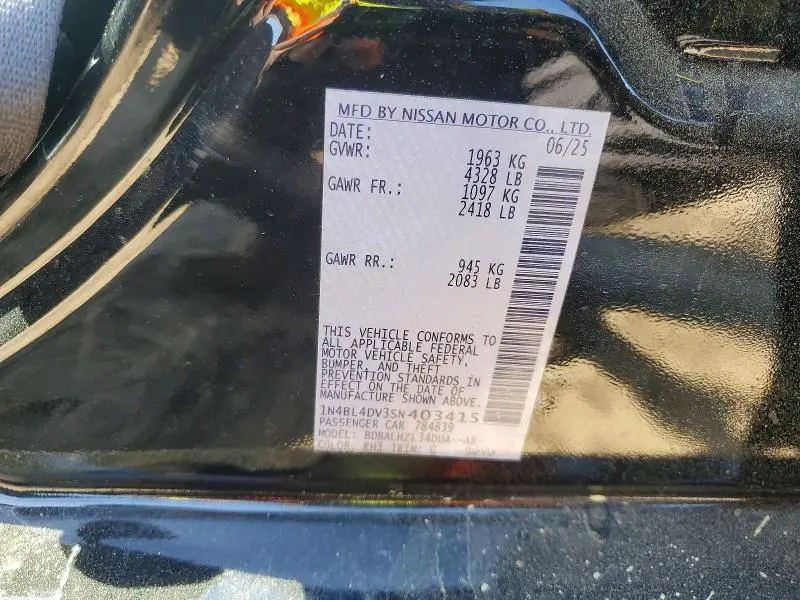 2025 NISSAN ALTIMA SV  