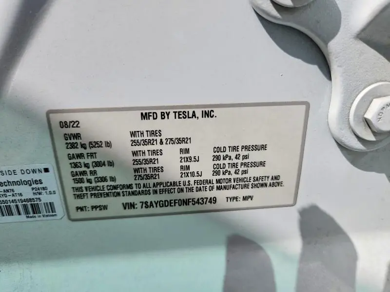 2022 TESLA MODEL Y   