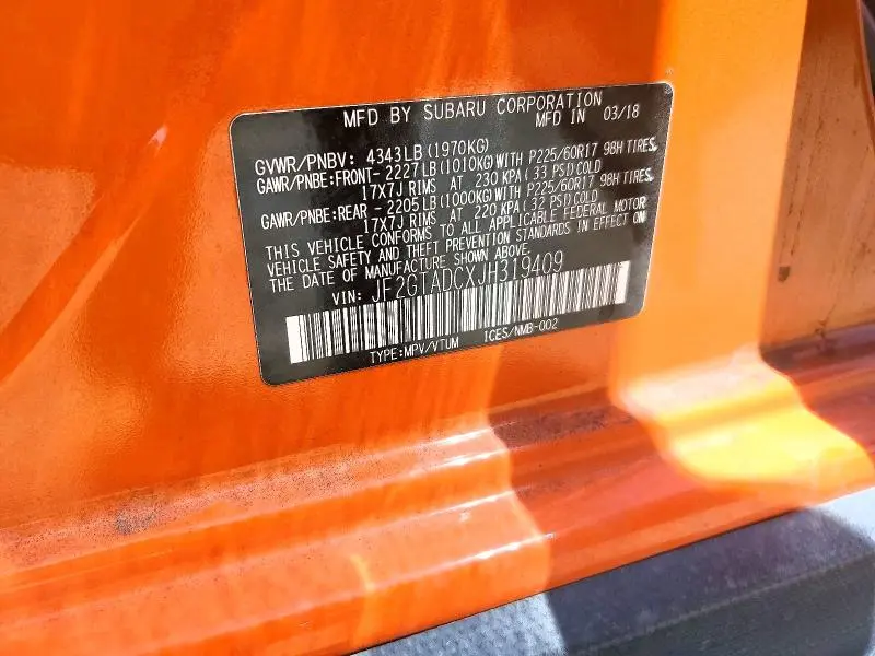 2018 SUBARU CROSSTREK PREMIUM  