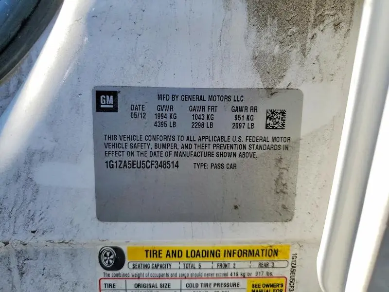 2012 CHEVROLET MALIBU LS  