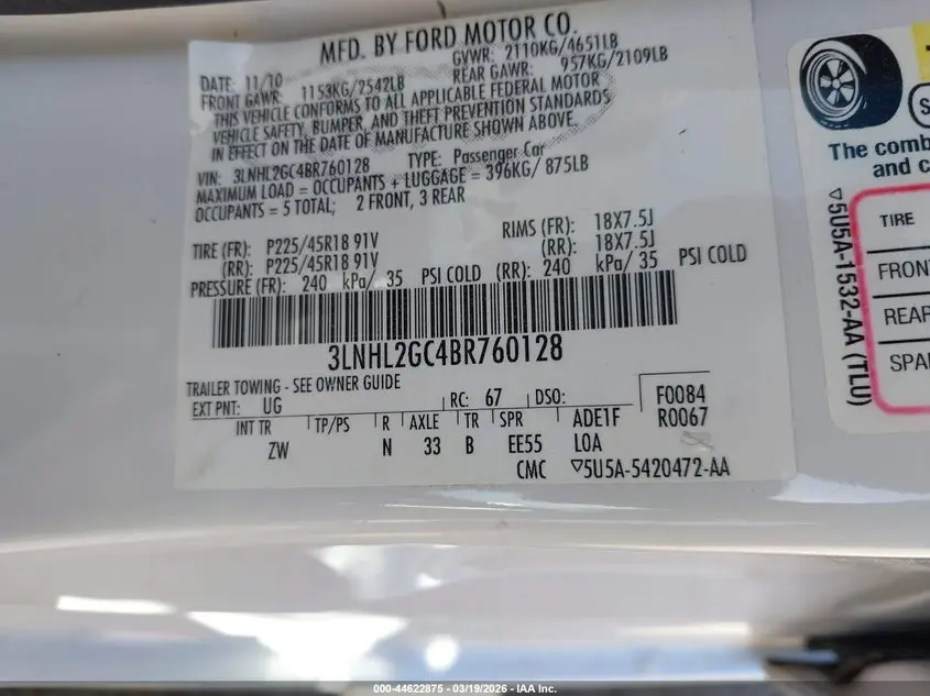 2011 LINCOLN MKZ  