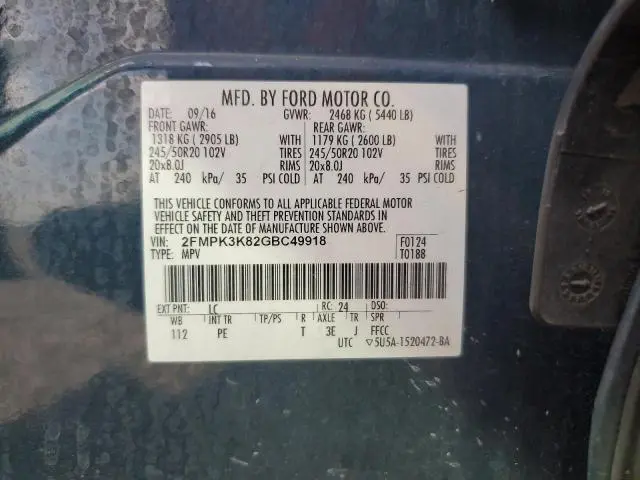 2016 FORD EDGE TITANIUM  