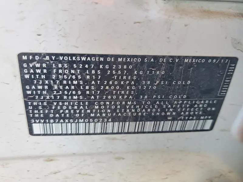 2018 VOLKSWAGEN TIGUAN S  