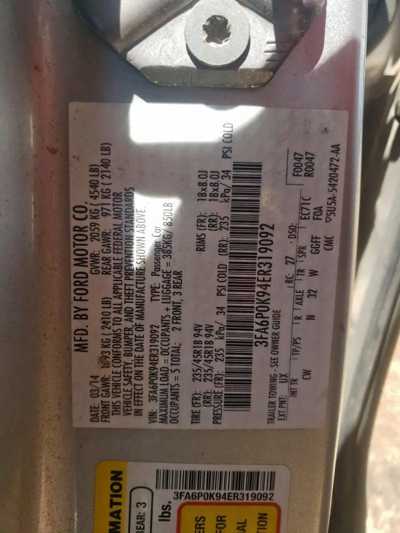 2014 FORD FUSION TITANIUM  