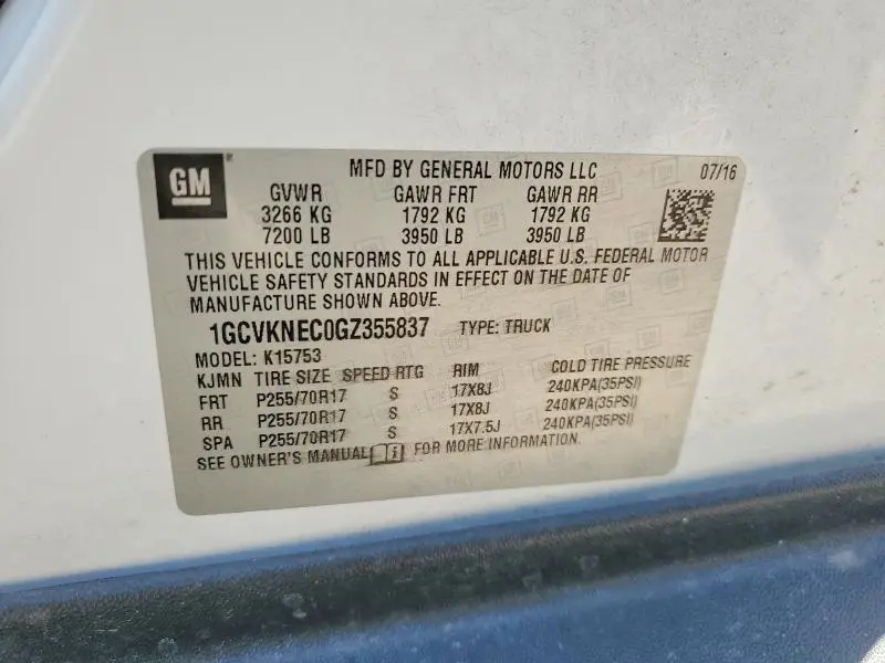 2016 CHEVROLET SILVERADO K1500  