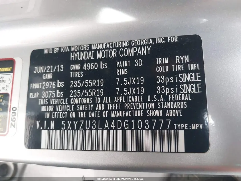 2013 HYUNDAI SANTA FE SPORT 2.0T