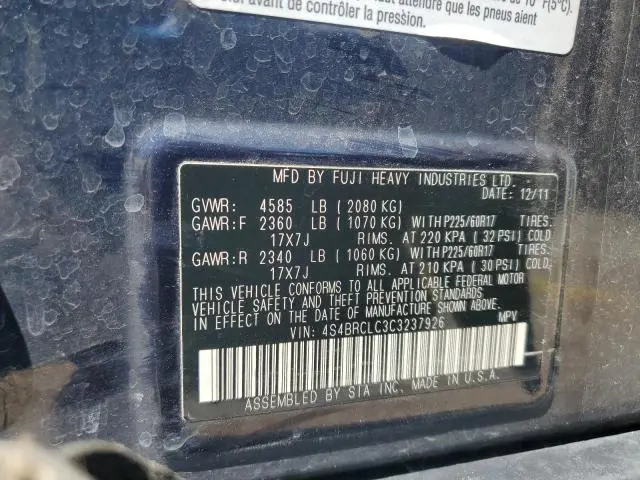 2012 SUBARU OUTBACK 2.5I LIMITED  
